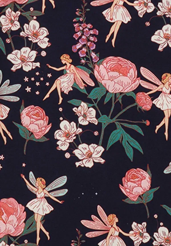 Брюки из футера с цветочным принтом Fairies and flowers Walkiddy, Dark Blue, темно-синий — фото 4