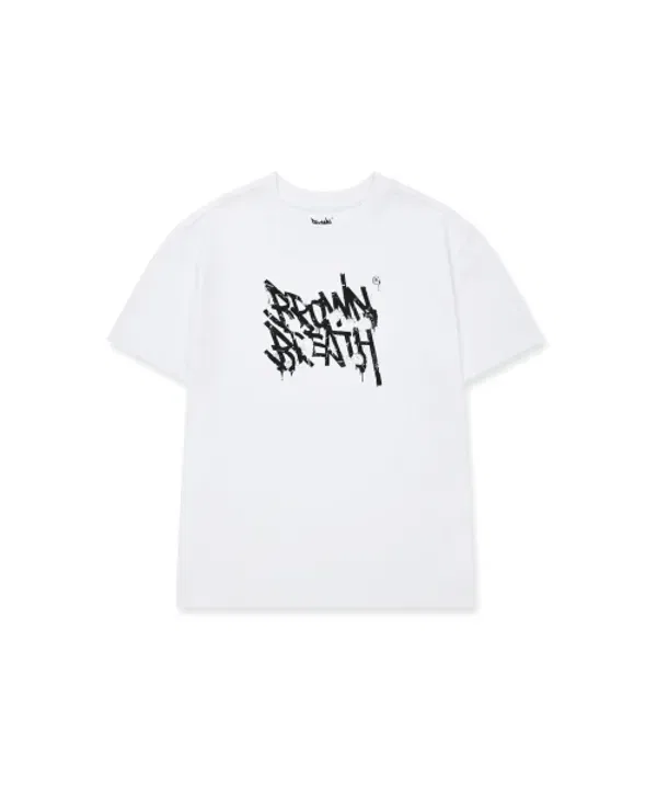 Футболка с коротким рукавом детская быстросохнущая, Kids basic tag one point tee Brownbreath Kids, белый