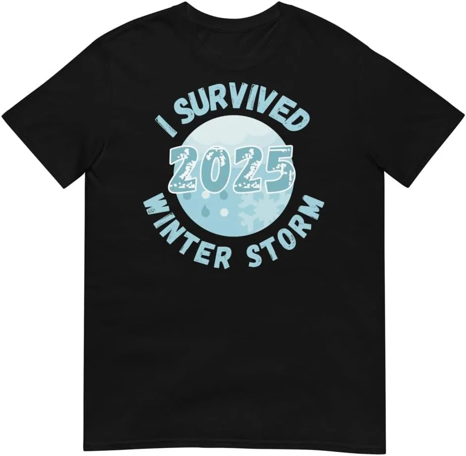 Мужская футболка с коротким рукавом I Survived Winter Snow Storm 2025, чёрный