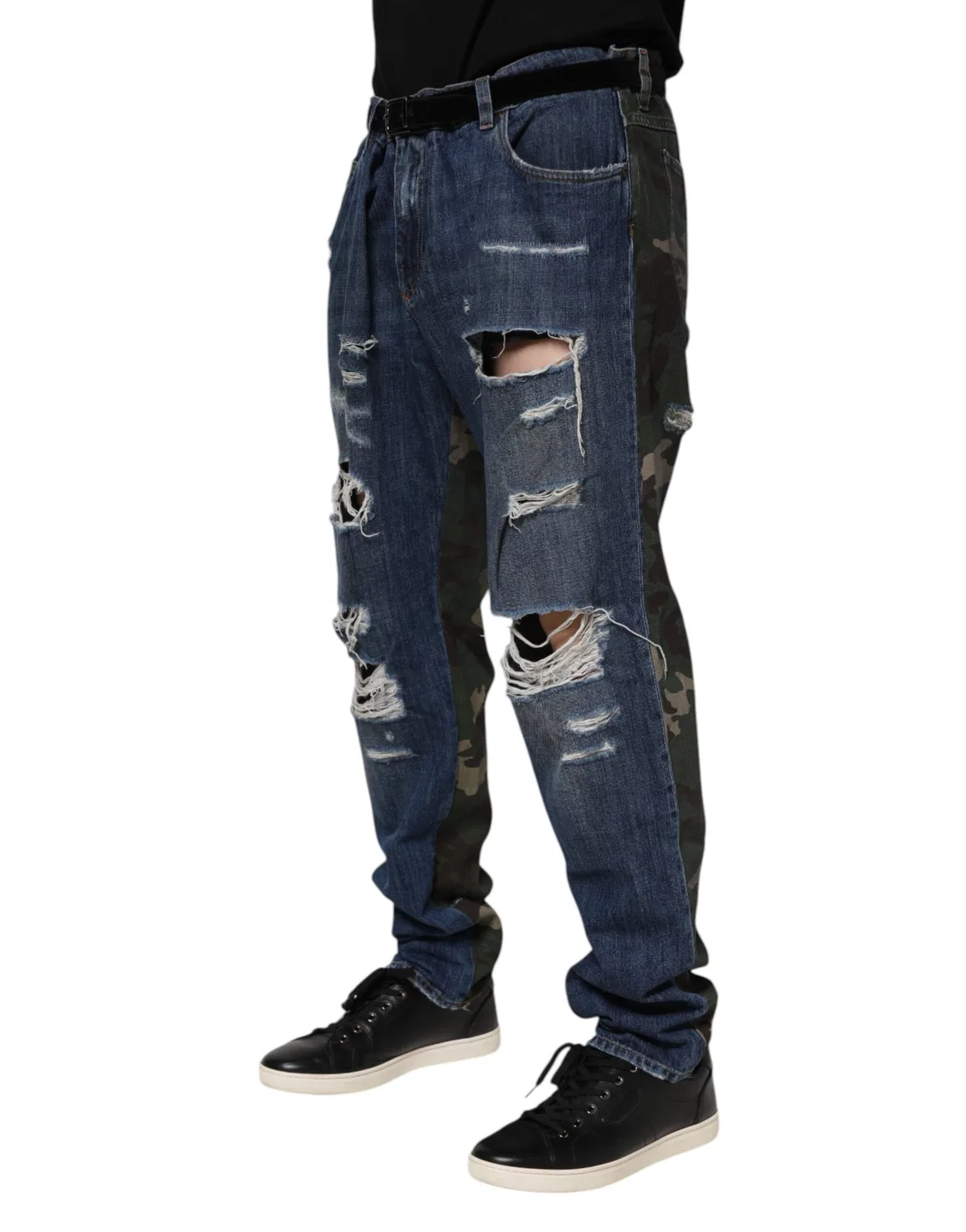 Мужские джинсы зауженные с камуфляжным принтом Tapered Jeans Dolce & Gabbana, Blue — фото 3