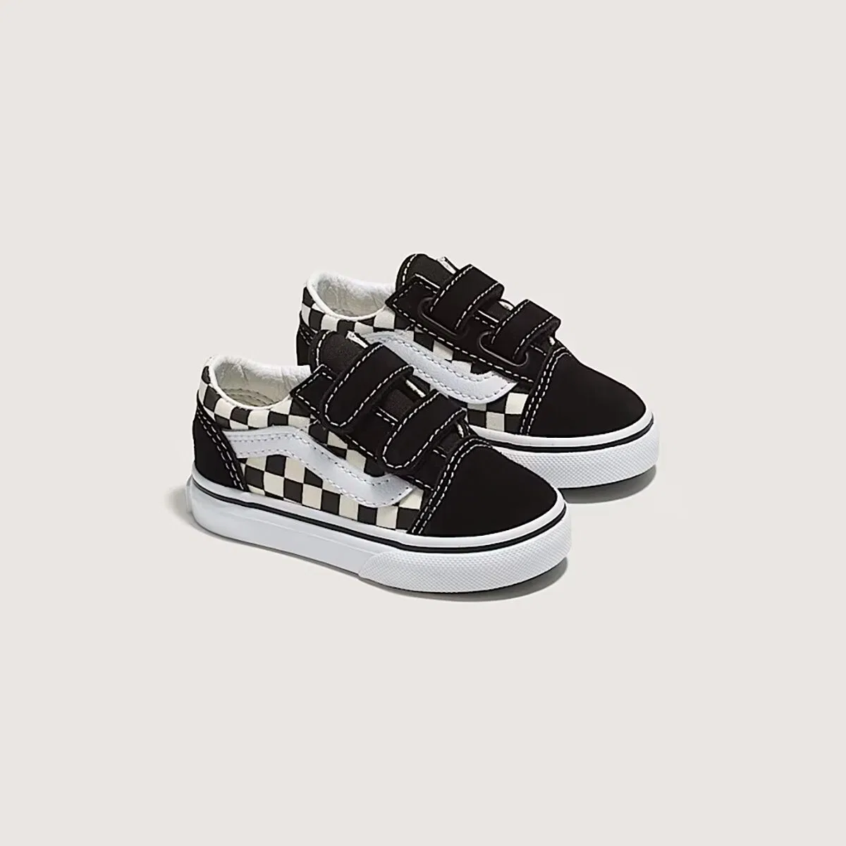 Детские кеды для мальчиков с липучками Old Skool V Vans, Black/White — фото 2
