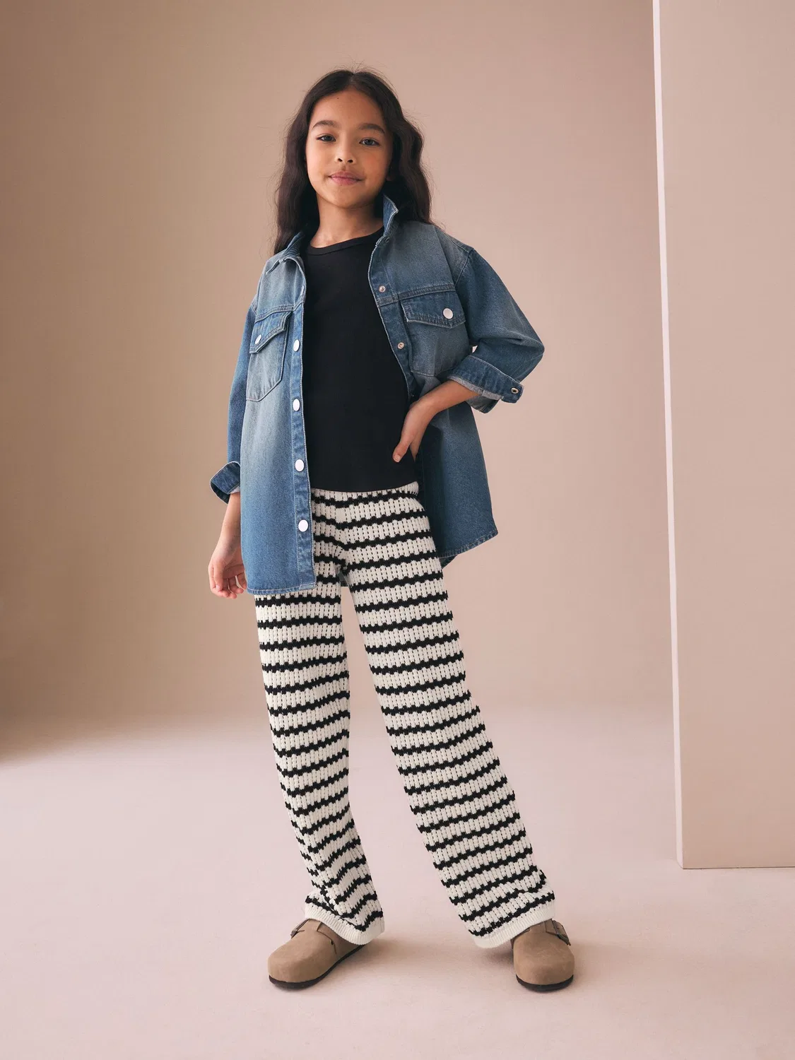 Брюки вязаные, Monochrome Knitted Trousers Next, монохром