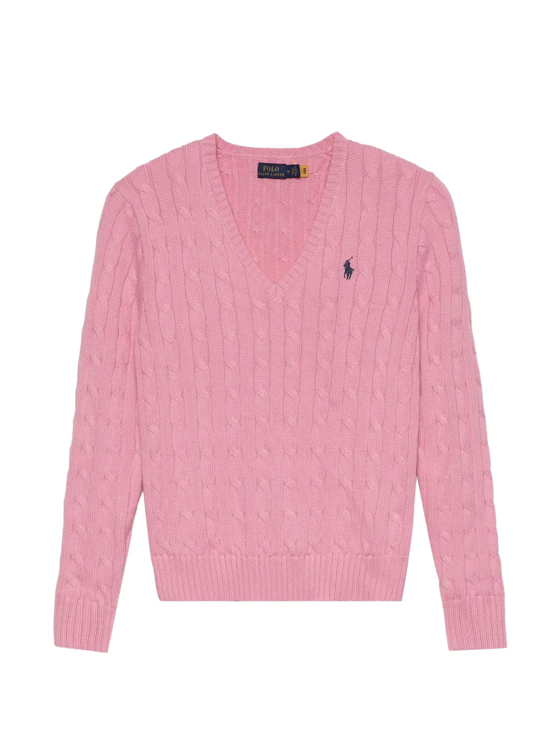 Свитер фактурной вязки с V-образным вырезом Polo Ralph Lauren, розовый