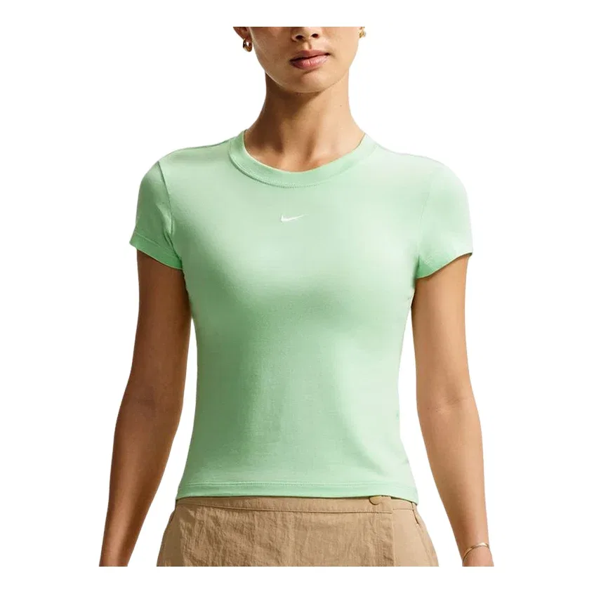 Женская футболка Crewneck Plain Short Sleeve T-Shirt 'Green' Nike, зеленый