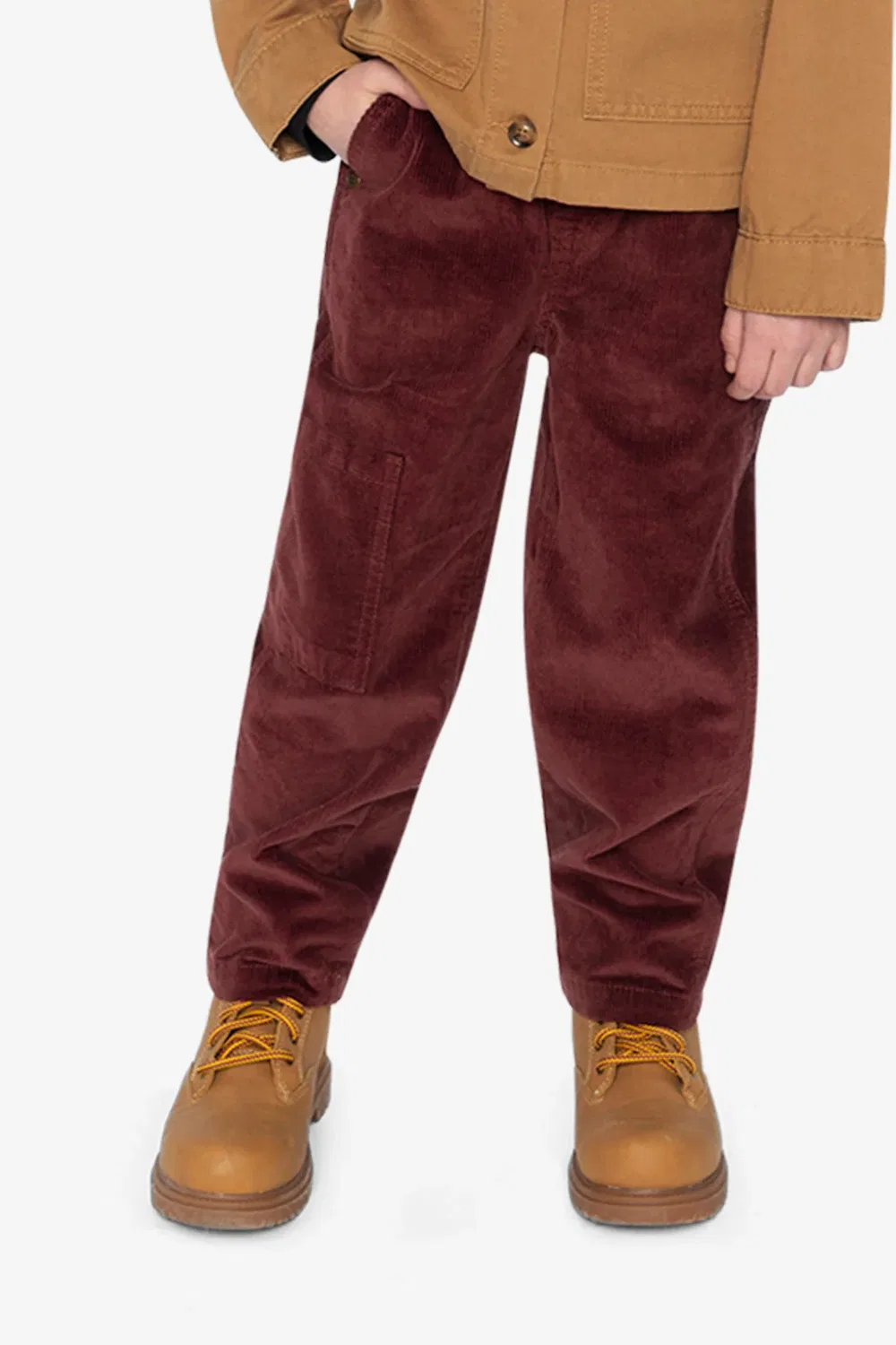 Детские брюки из рубчатого вельвета с накладным карманом Deux par Deux, Reddish-Brown — фото 2