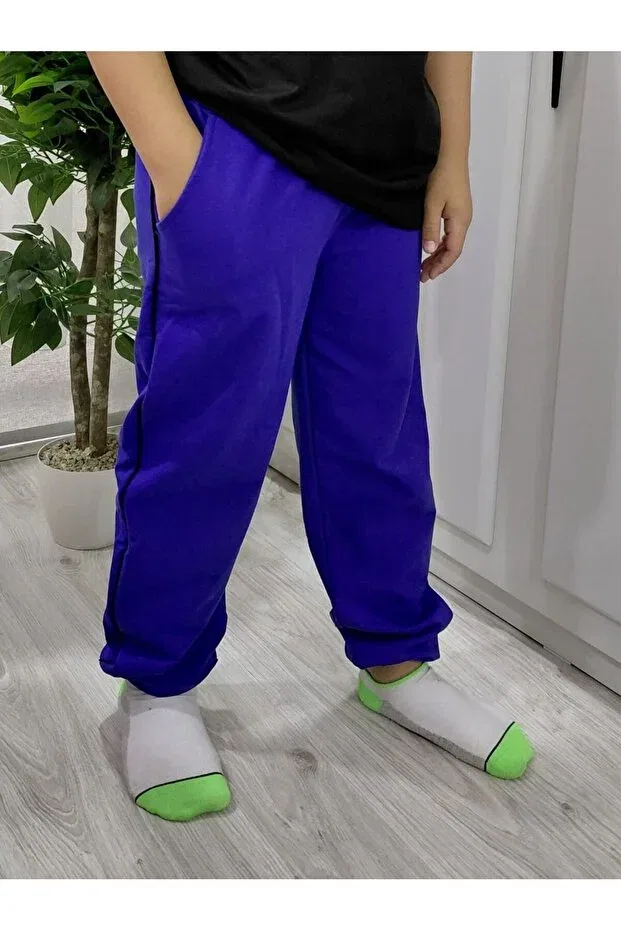 Детские спортивные штаны для девочек с завязками Cotton cobalt blue sweatpants with tie-up waist Pidal Giyim, Blue