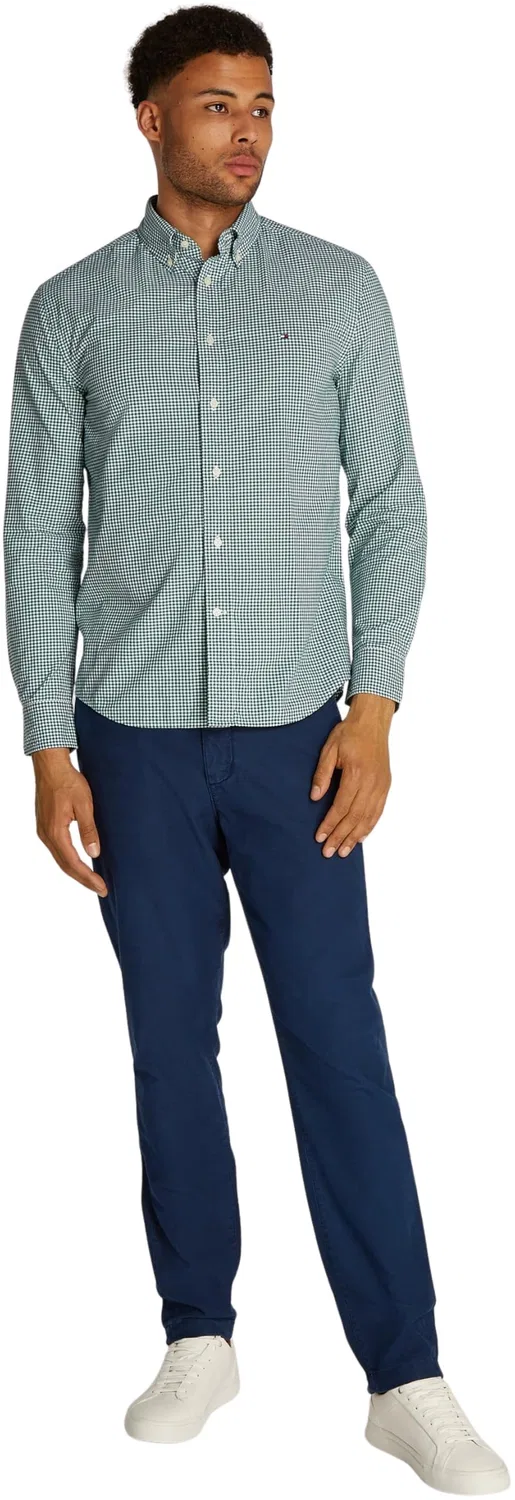Мужская рубашка с принтом Flex Poplin Gingham Tommy Hilfiger, Green (Nuveau Green / Optic White) — фото 4