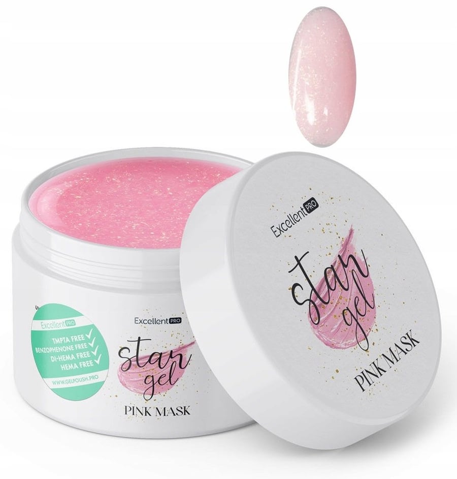 

Excellent Pro Star Gel With Gold Particles Builder Gel Pink Mask 15 G
