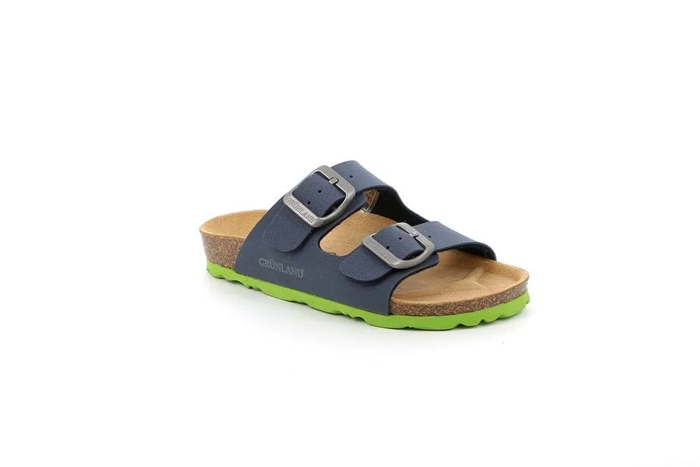 Детские тапочки для мальчиков с анатомической стелькой Grunland SINT BAMB SLIPPER, Lime Blue Grünland Il Benessere È Naturale