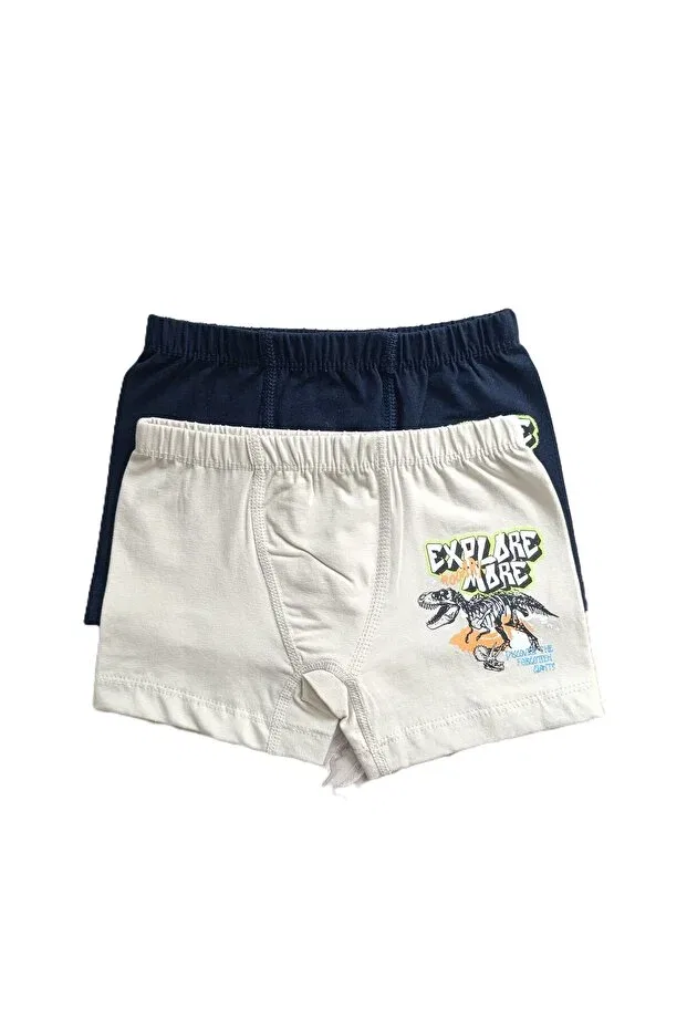 Детские боксеры для мальчиков с принтом Adn Kids, Navy Blue - Cream