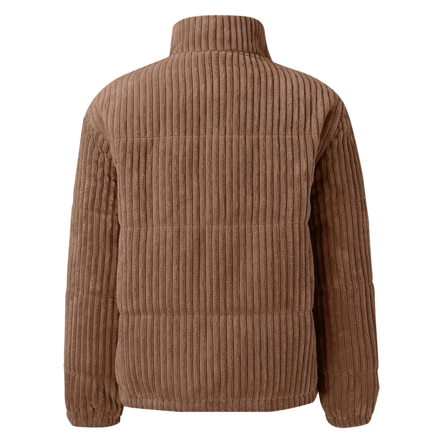 Женская куртка-бомбер на молнии с принтом, Corduroy Lightweight Quilted Bomber, brown — фото 3