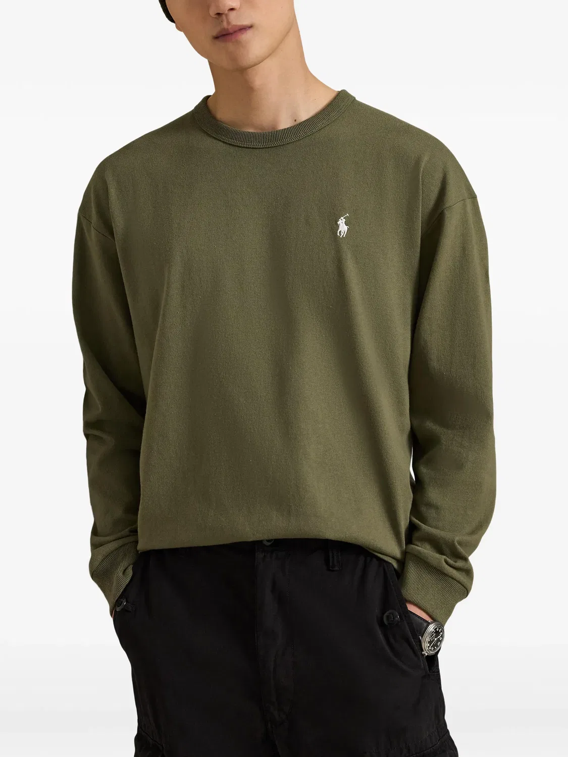 Polo Ralph Lauren Лонгслив Relaxed Fit зеленый — фото 2