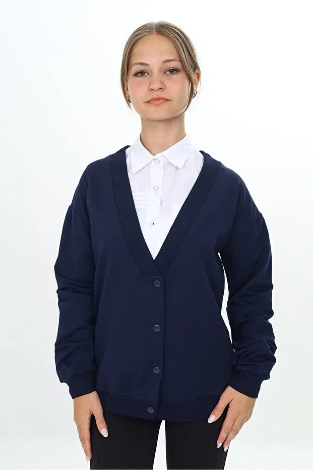 Детский кардиган для девочек с v-образным вырезом Toontoy, Navy Blue