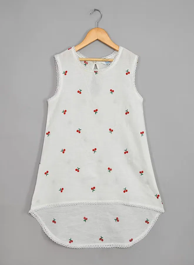 Комплект топ с вышивкой и шорты Cherry Babyqlo, белый — фото 4