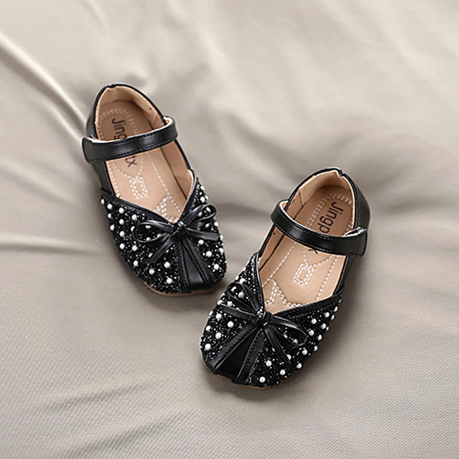 Детские туфли Мэри Джейн с бантом для девочек Stunner, Rhinestone Black — фото 4