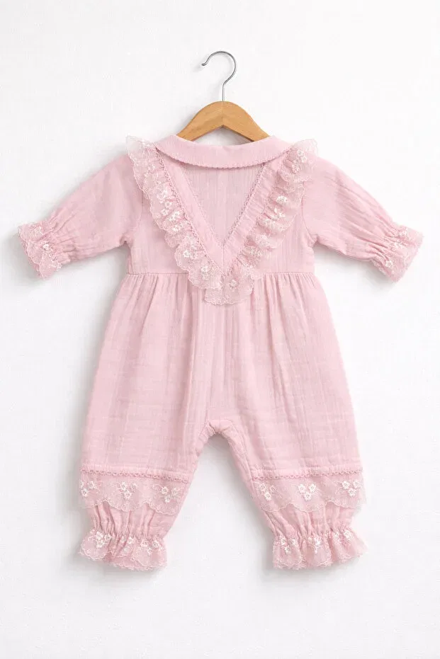 Детский комбинезон для девочек хлопковый Kardeşler Bebe, Pink — фото 3
