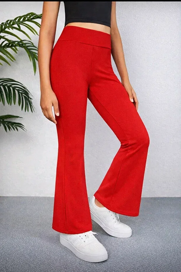 Детские леггинсы для девочек с завышенной талией Mrdn Moda, Red — фото 2