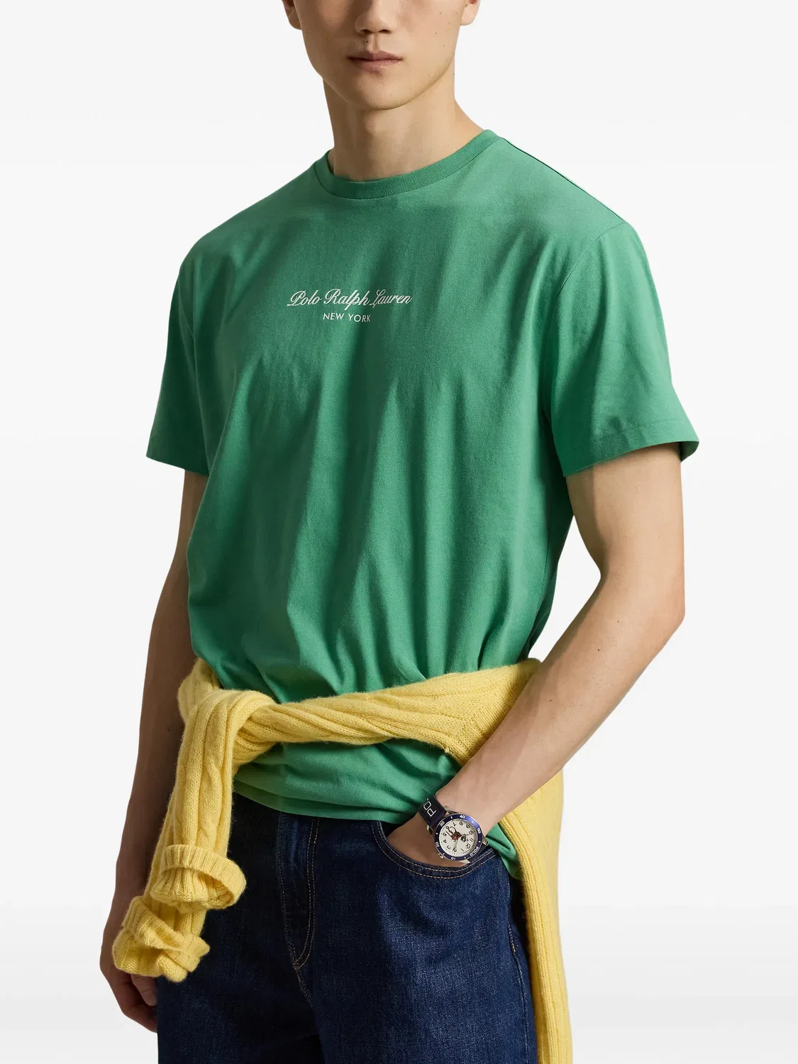 Хлопковая футболка с логотипом Polo Ralph Lauren, зеленый — фото 2