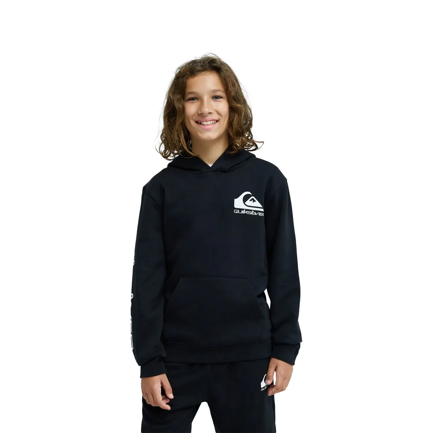 Детская худи для мальчиков с принтом Omni Logo Quiksilver, Black