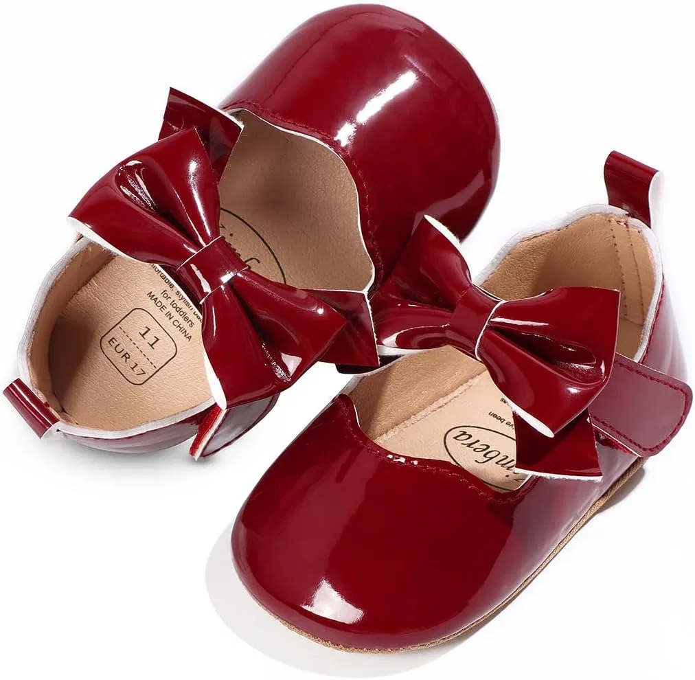Детские туфли Мэри Джейн для девочек с принтом Purepips, Wine Red — фото 4