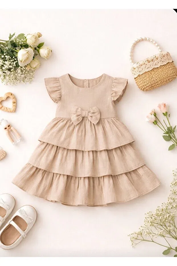 Детское платье для девочек с коротким рукавом Firfirli Paris Ley Bebe, Beige