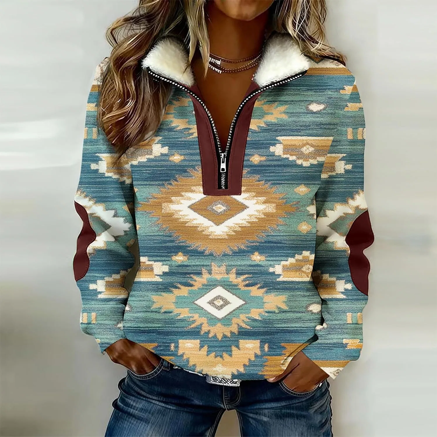 Женское худи с принтом Aztec Print, мультиколор — фото 2