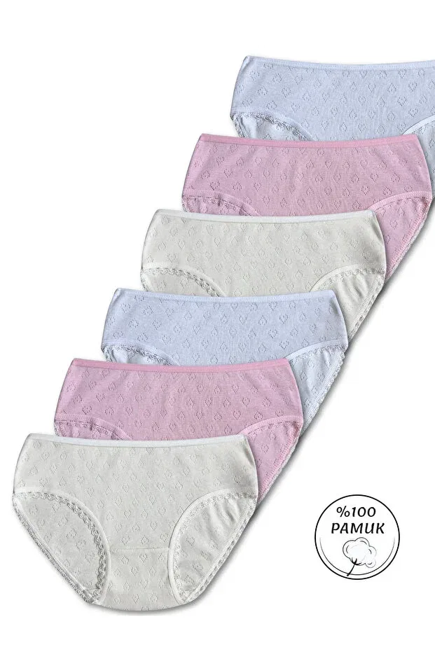 Детские трусы для девочек хлопковые комплект 6 шт Panfilia, White-Pink-Cream