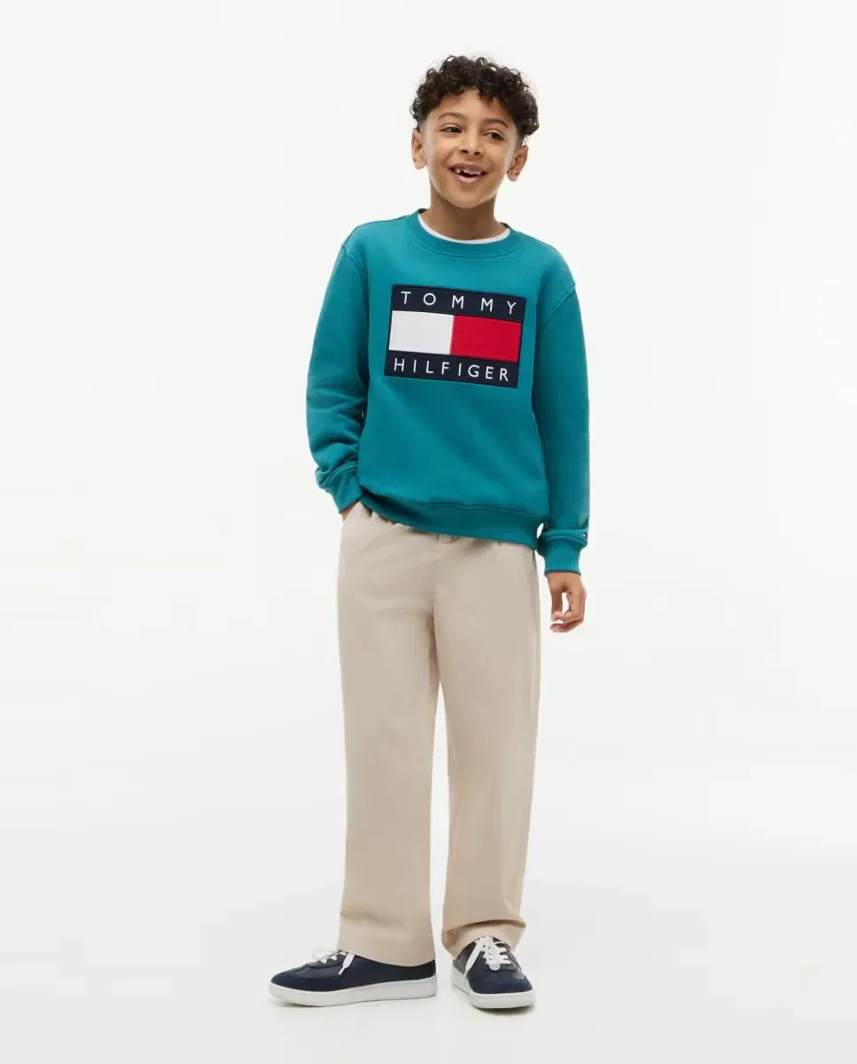 Детская худи для мальчиков с логотипом Tommy Hilfiger, Verde Oscuro — фото 4