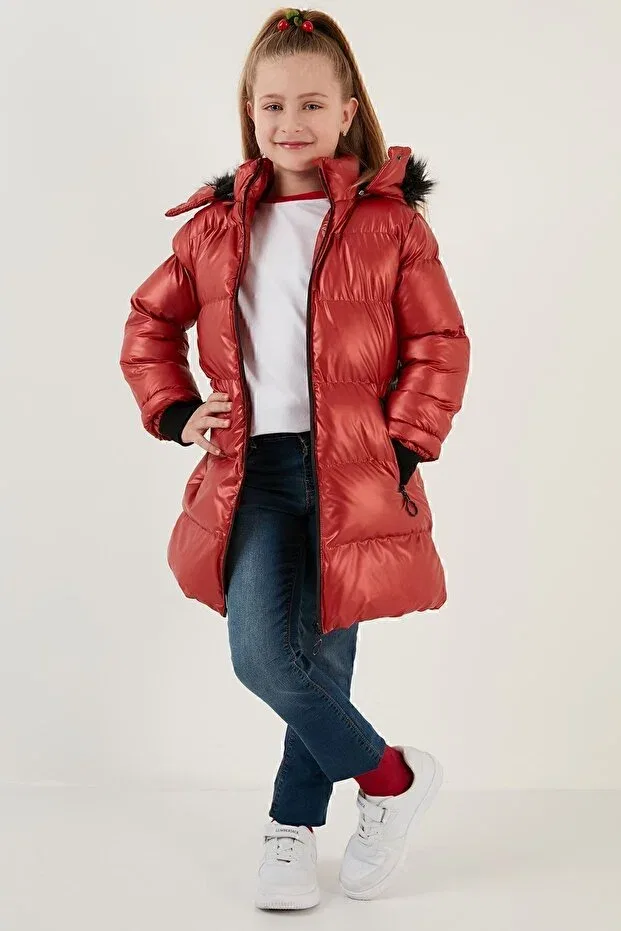 Детское пальто для девочек с капюшоном Lela, Red
