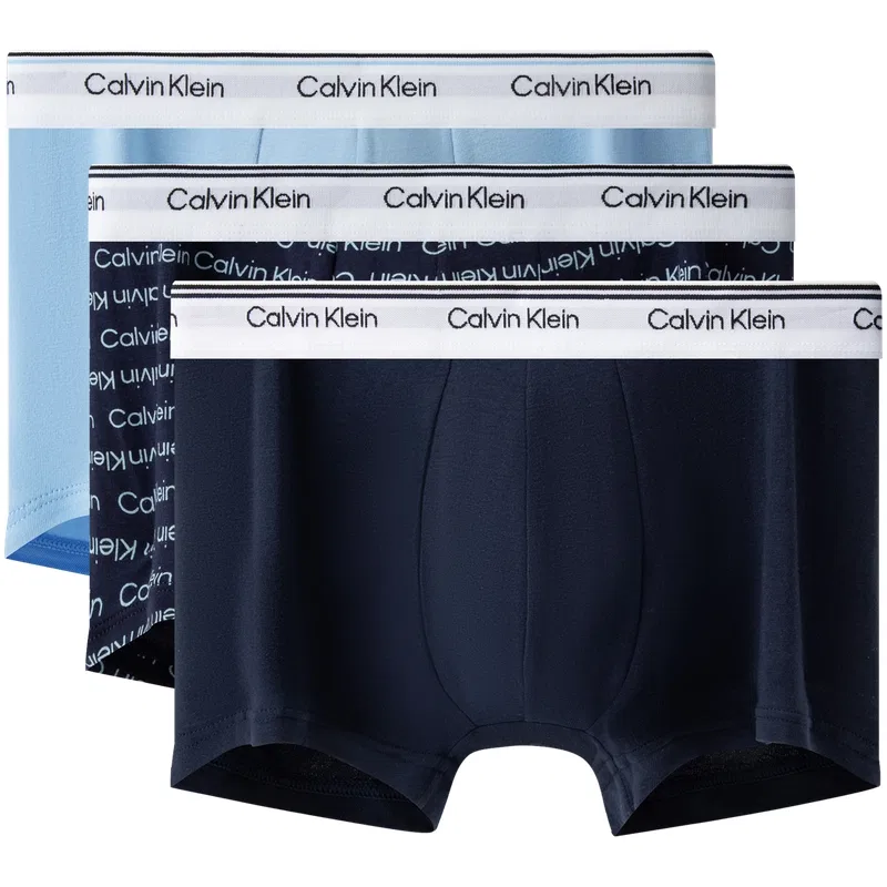 Мужские боксеры комплект из 3 шт Calvin Klein, MLB-Deep Sea Blue/Letter Blue/Sky Blue