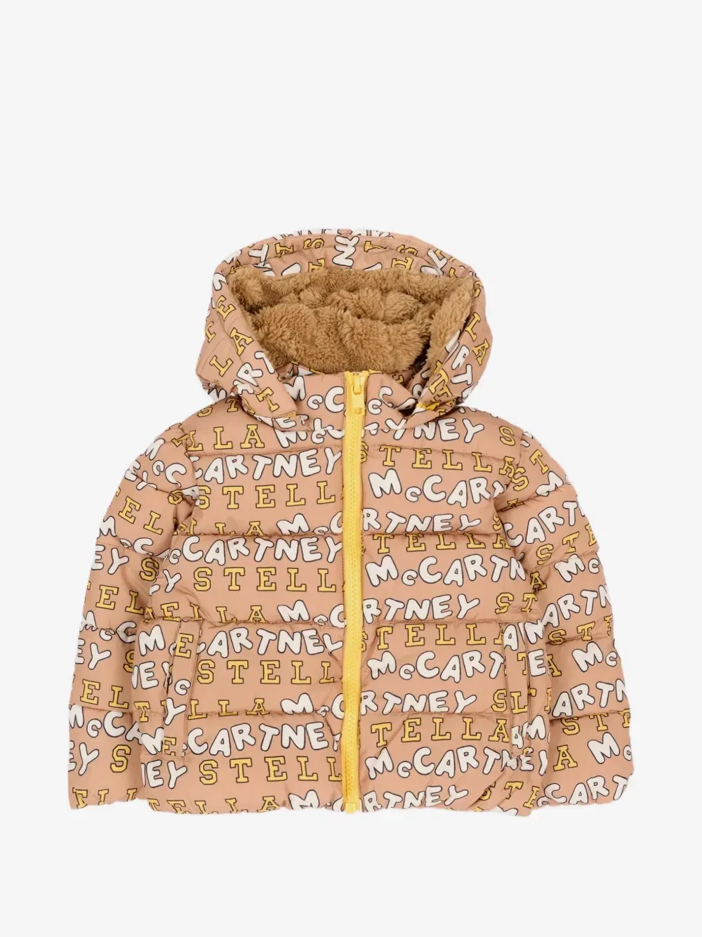 Пуховик с логотипом Stella McCartney Kids, коричневый