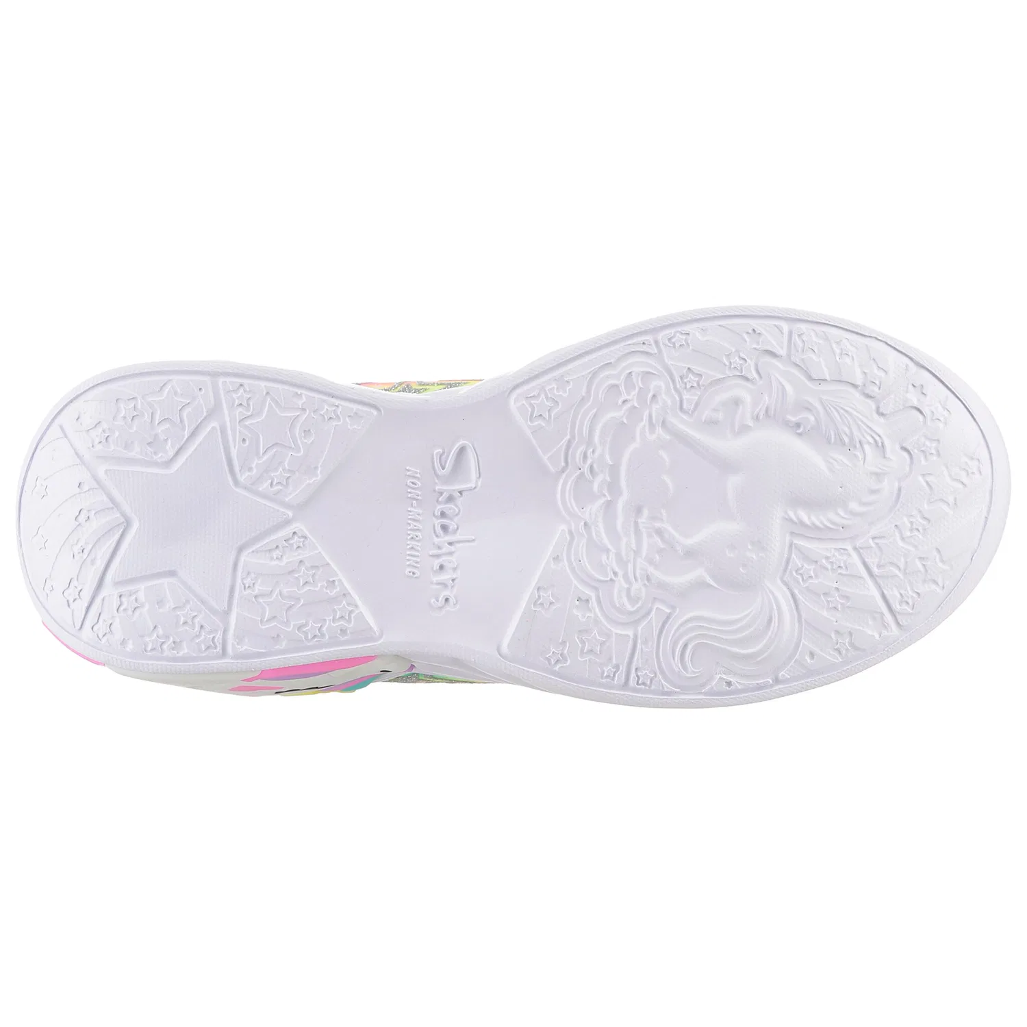Детские кроссовки-слипоны с блестками Skechers, Silver/Pink/Yellow — фото 4