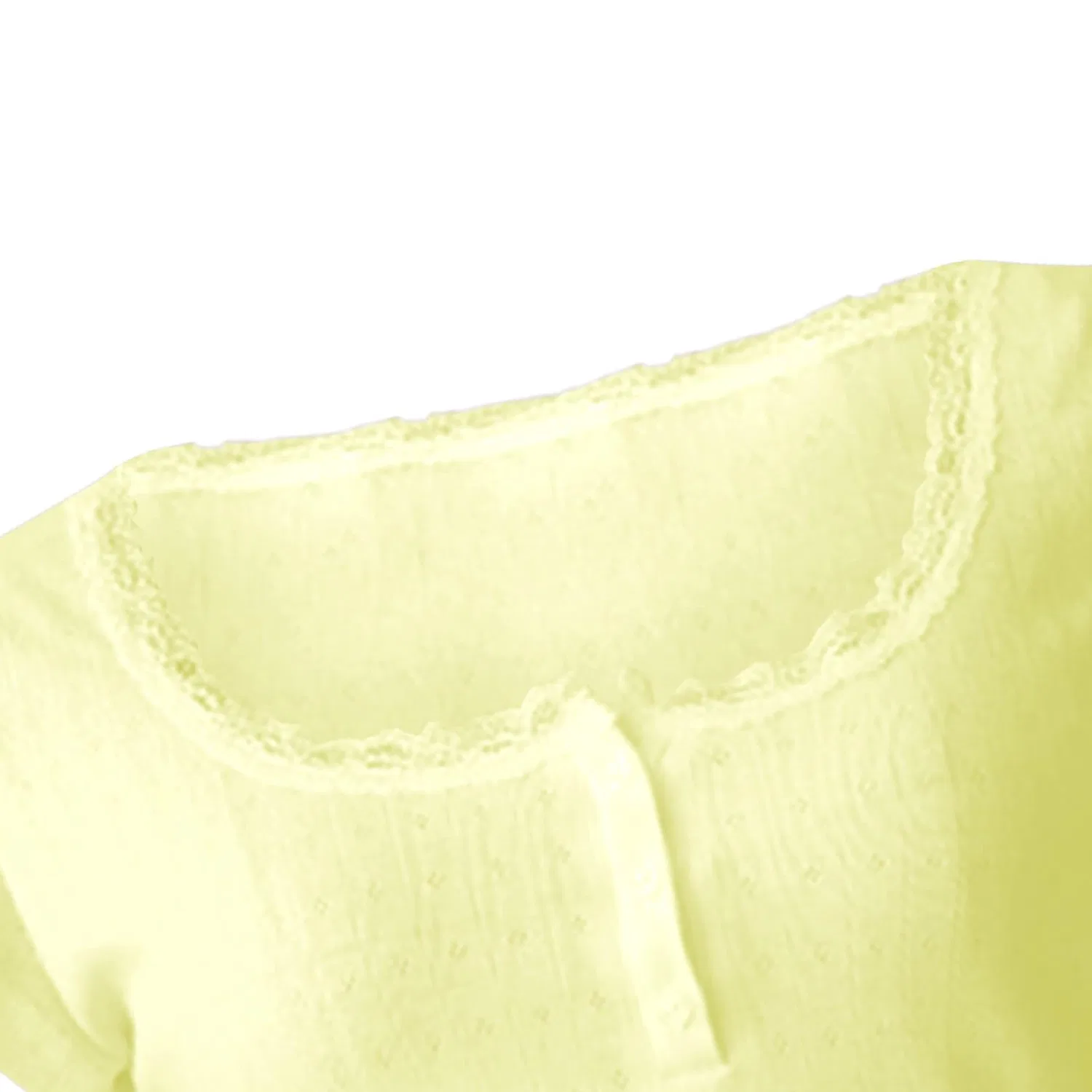 Женская футболка с v-образным вырезом и кружевной вставкой Y2k, Z02-light Yellow — фото 4
