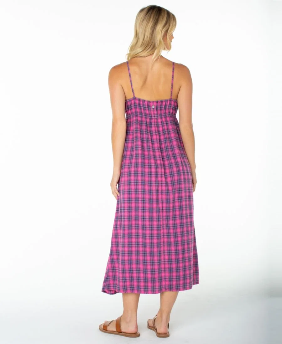 Платье-миди с принтом Late Night Plaid Roxy, Naval Academy Sunburst Plaid — фото 4