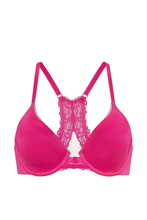 Женский бюстгальтер с кружевом Lightly Padded Supportive Lace Gathering Bra Victoria'S Secret, Hot Pink — фото 4