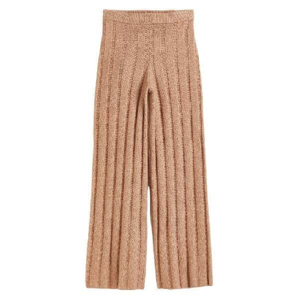 Брюки H&M Rib-knit, бежевый - фото