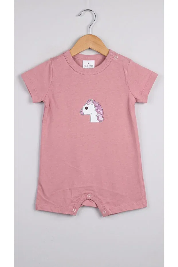 Детский комбинезон с коротким рукавом с принтом Fuar Baby, Unicorn Patterned