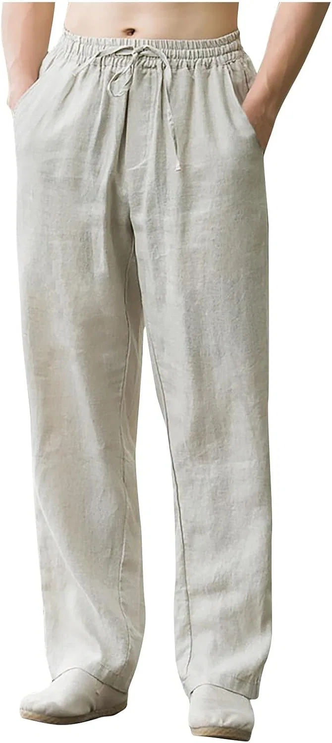 Мужские легкие спортивные брюки с открытым низом, Straight Leg, Lounge Pant with Pocket, бежевый