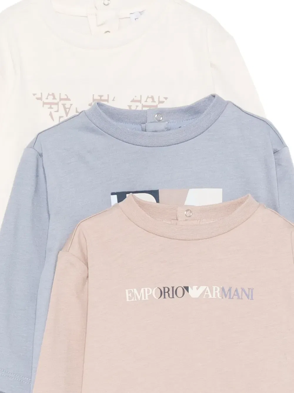 Футболка с длинными рукавами с логотипом (набор из трех) Emporio Armani Kids, бежевый — фото 3