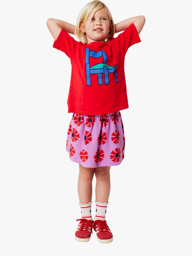 

Детская хлопковая футболка с коротким рукавом и принтом стула Bobo Choses, Red