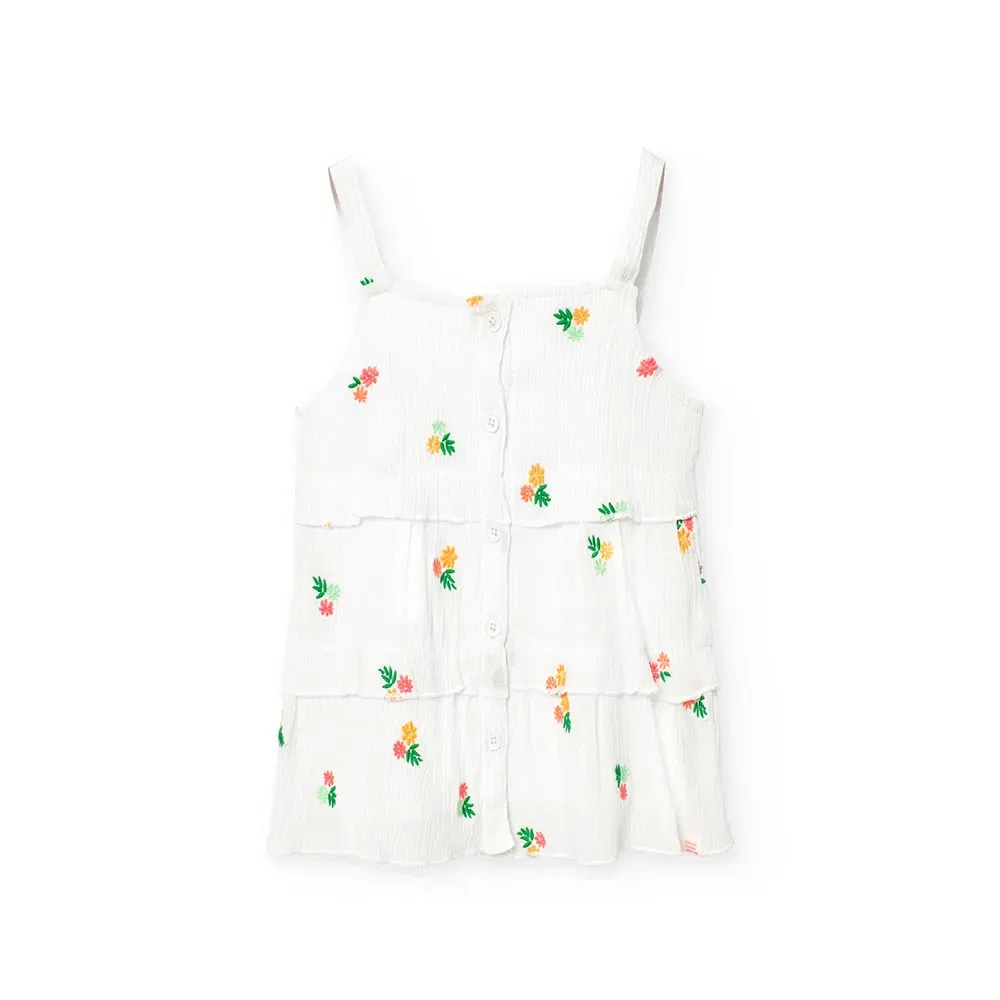 Блуза без рукавов Floral Boboli, белый