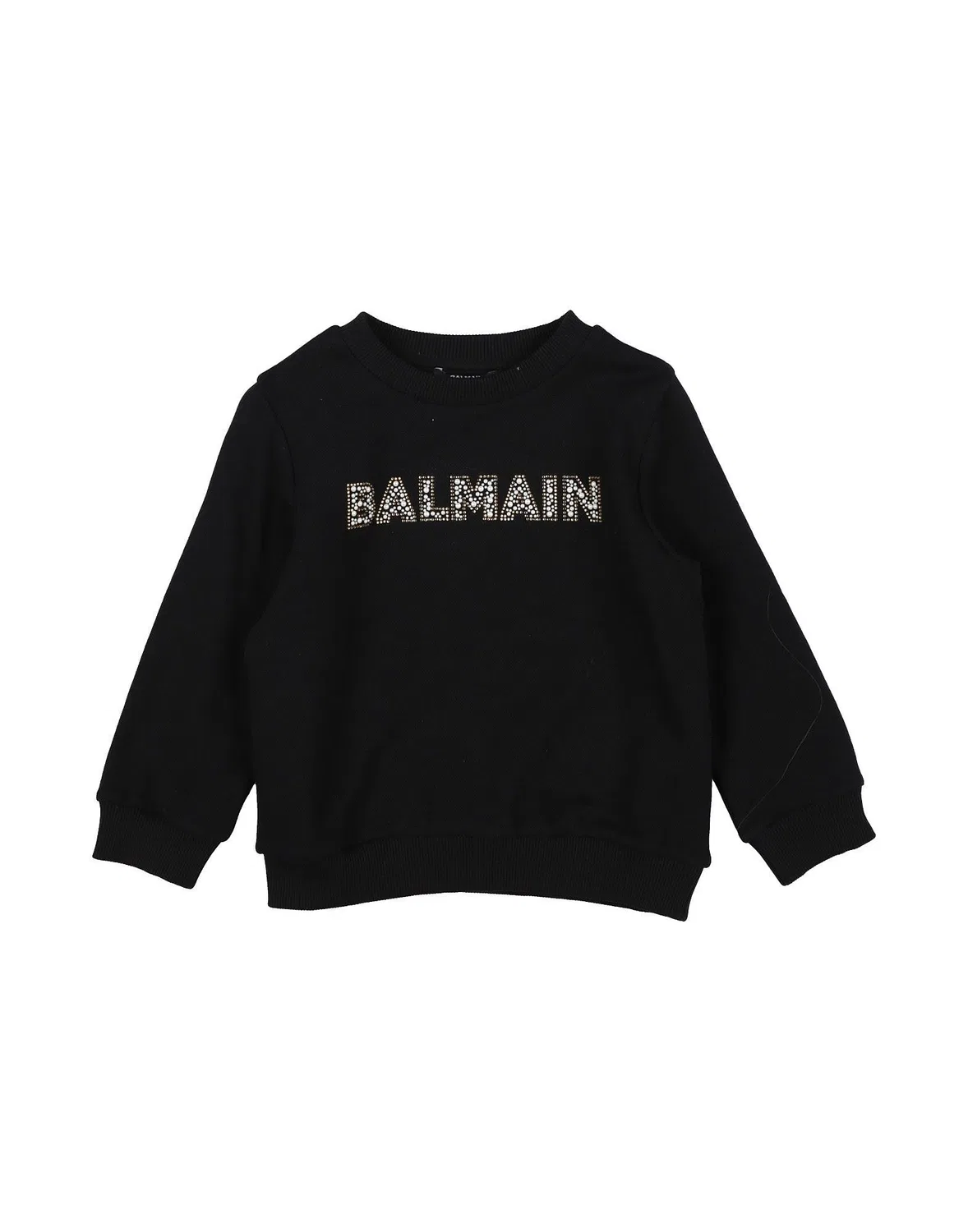 Детское худи для девочек с принтом Balmain, черный