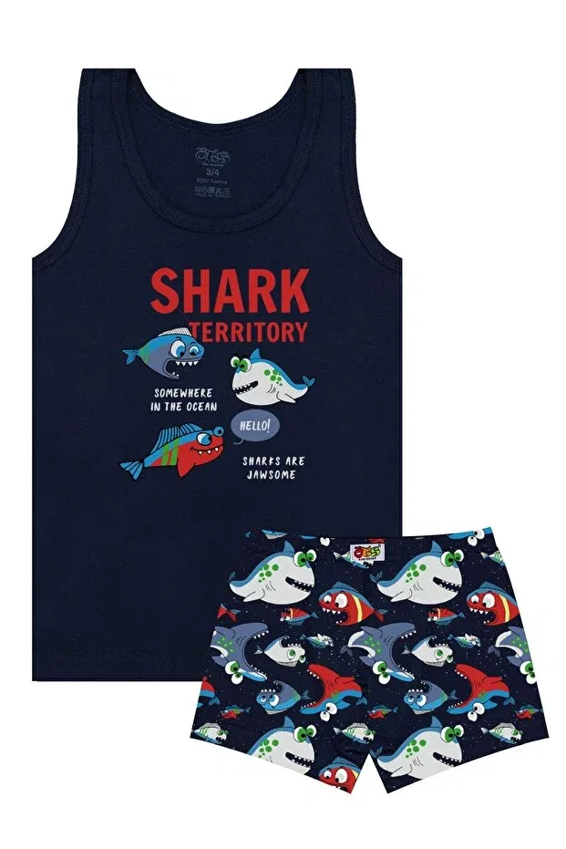 Детское белье для мальчиков с принтом Shark Öts, Navy Blue