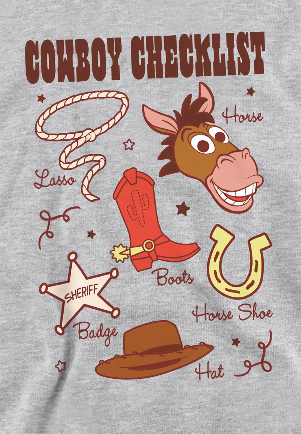 Детский худи с принтом Cowboy Checklist Disney, Athletic Heather — фото 2