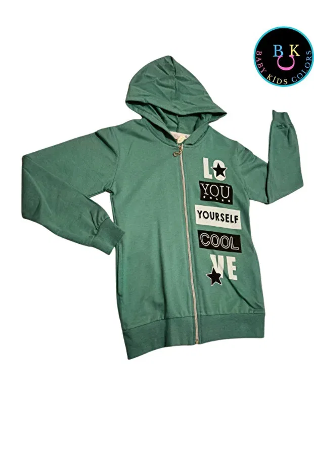 Детский кардиган с принтом Hooded Zipper Closure Printed Children's Cardigan Baby Kids Colors, Green — фото 2
