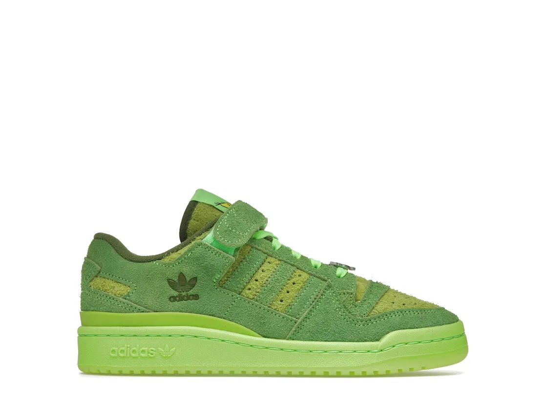 Детские кроссовки с тематикой Гринча Adidas Forum Low, Solar Green/Red
