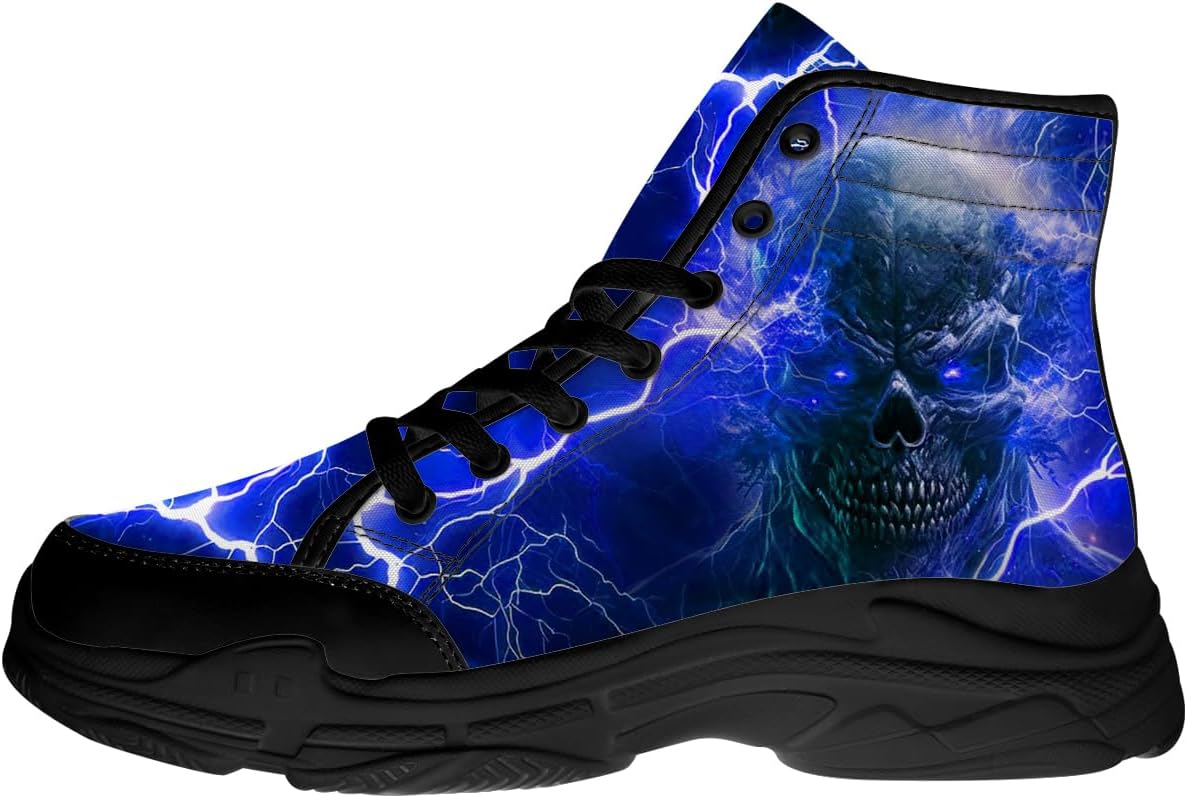 

Высокие кеды для мужчин, кроссовки на шнуровке с черепом на платформе, забавные подарки для него и для нее Generic, синий