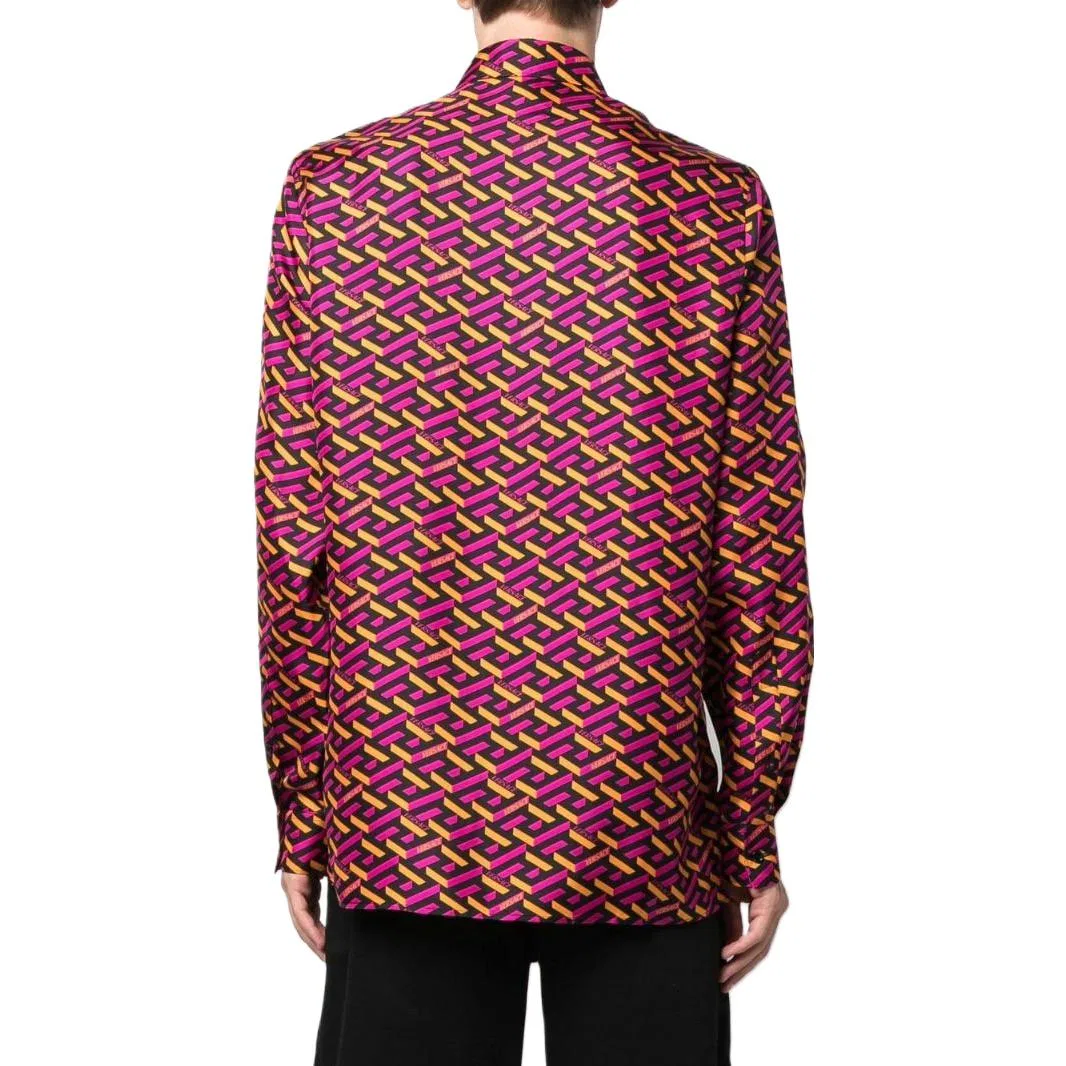 Мужская классическая рубашка с воротником Magenta VERSACE, Magenta — фото 4