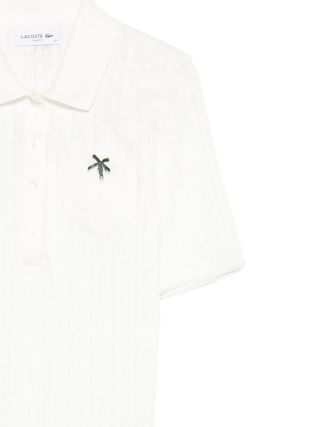 Поло с открытой работой и карманом Lacoste, белый — фото 3