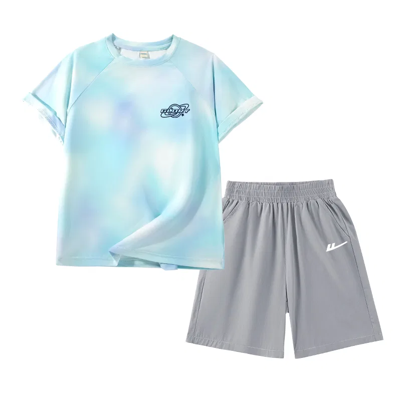 Детский спортивный комплект с круглым вырезом худи и брюк Blue Purple/H Planet Blue K-Gray/H White Logo K WARRIOR
